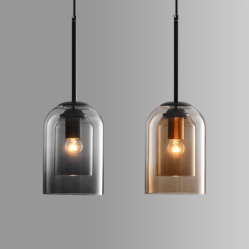 Lampada a sospensione in vetro colorato stile moderno nordico — Struttura con supporto in metallo
