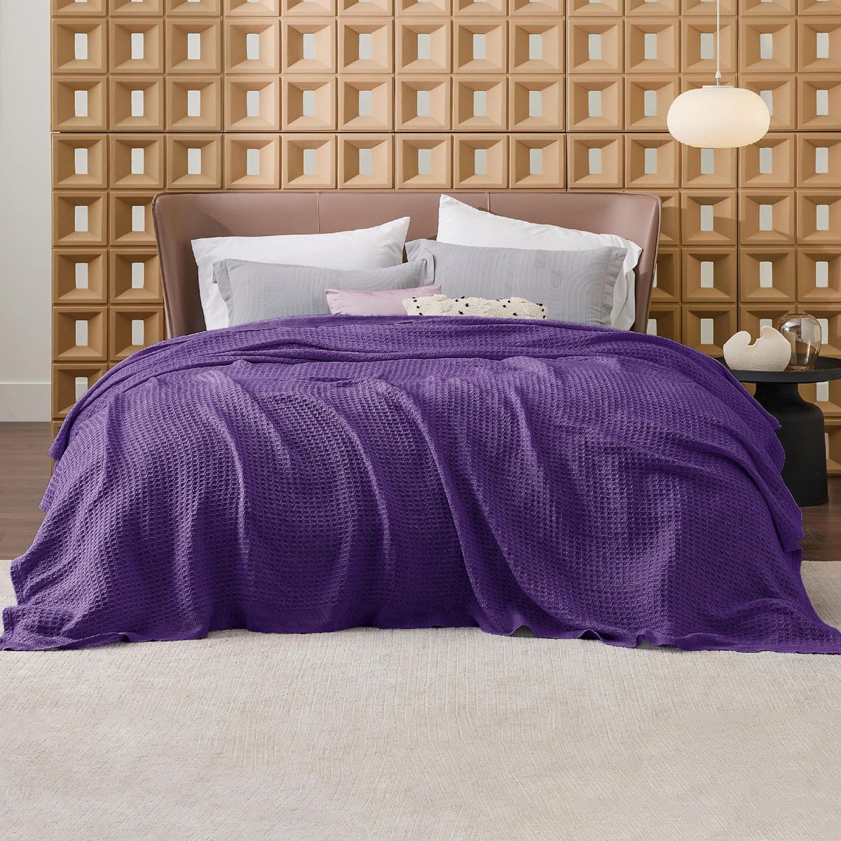 Waffelpiqué-Decke aus 100 % Baumwolle von Cozy Haven in Queensize — weiche, atmungsaktive, offen gewebte Struktur