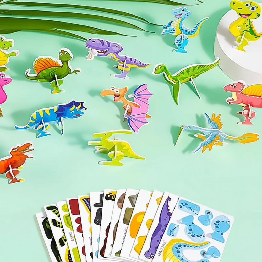 Kids 3D Animal Puzzle Set — Interlocking Wildlife Character Figures
