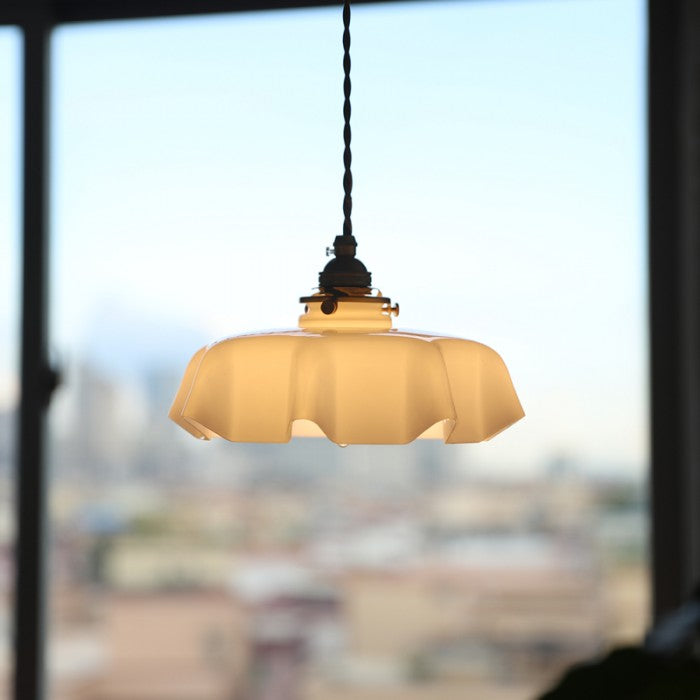 Retro Glass Flower Cream Hanging Lamp