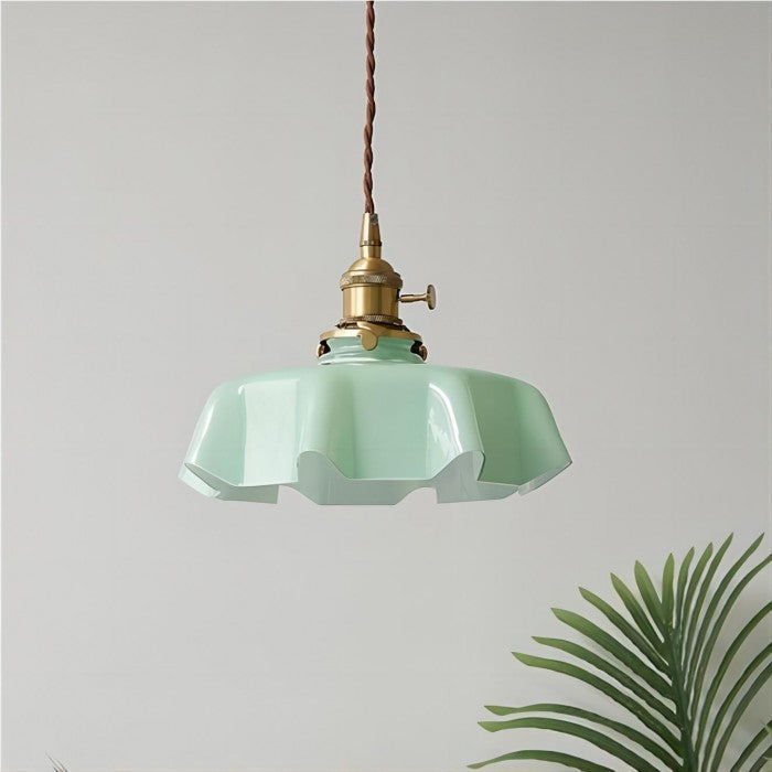 Retro Glass Flower Cream Hanging Lamp
