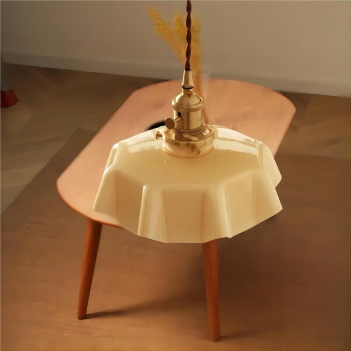 Retro Glass Flower Cream Hanging Lamp