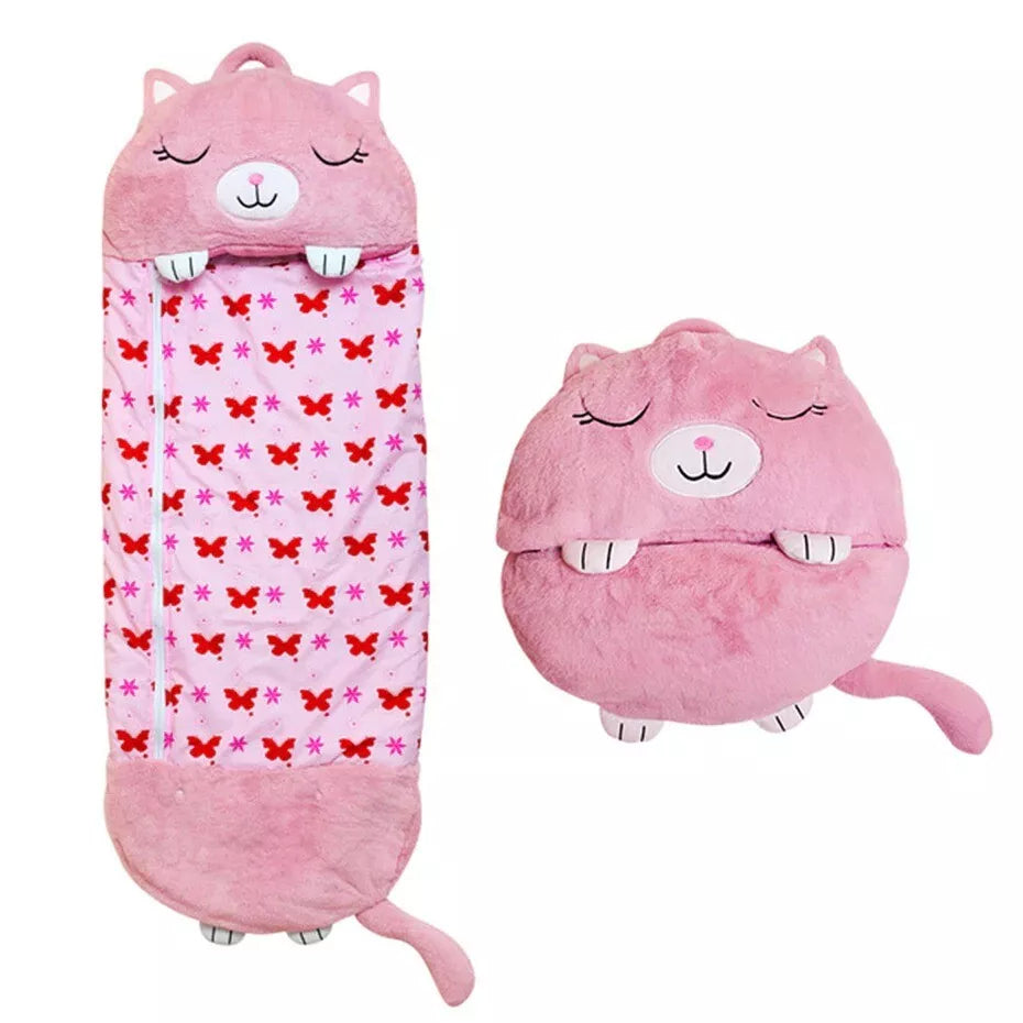 Kinderschlafsack mit Tiermotiv – weiches, gemütliches Design – lustiges Campingzubehör | meowbutter