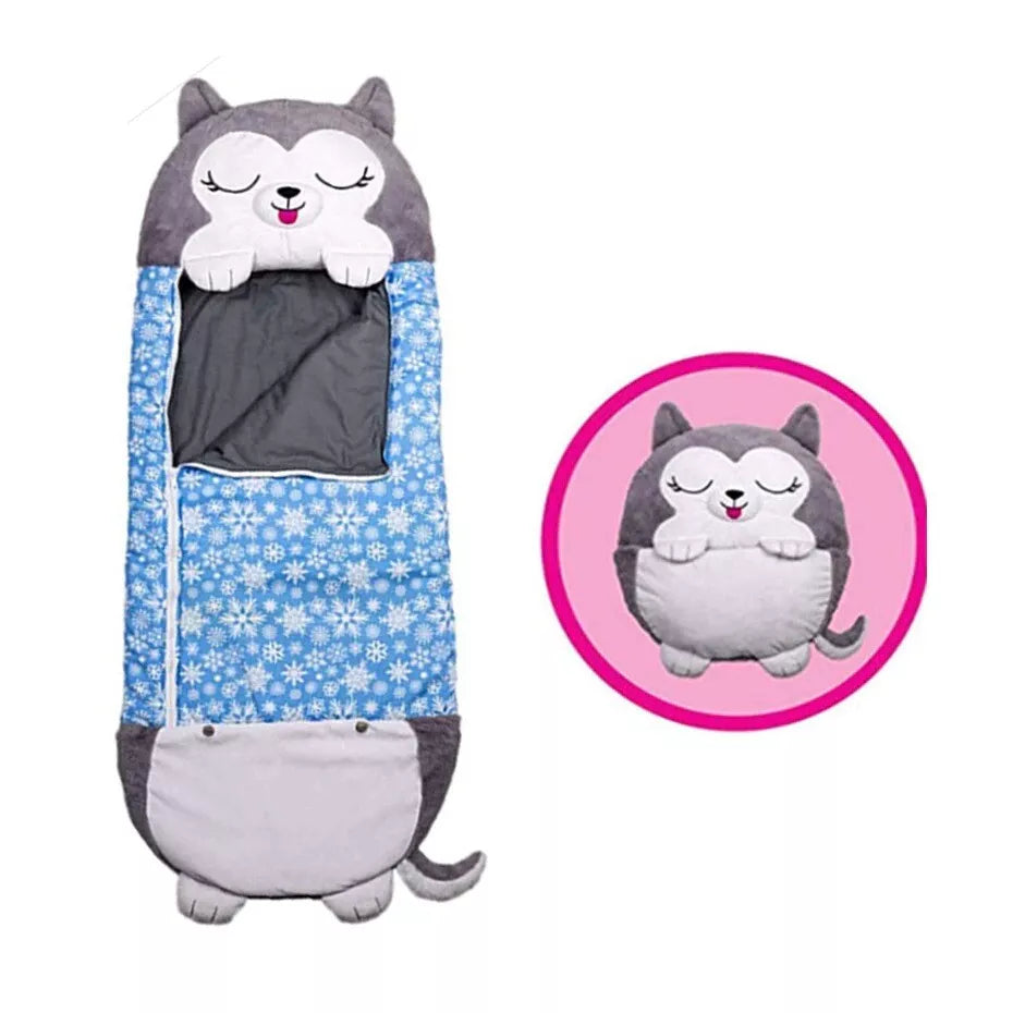Kinderschlafsack mit Tiermotiv – weiches, gemütliches Design – lustiges Campingzubehör | meowbutter