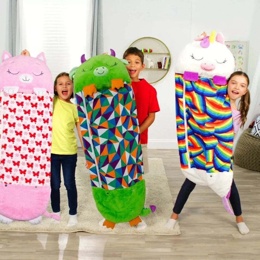 Kinderschlafsack mit Tiermotiv – weiches, gemütliches Design – lustiges Campingzubehör | meowbutter
