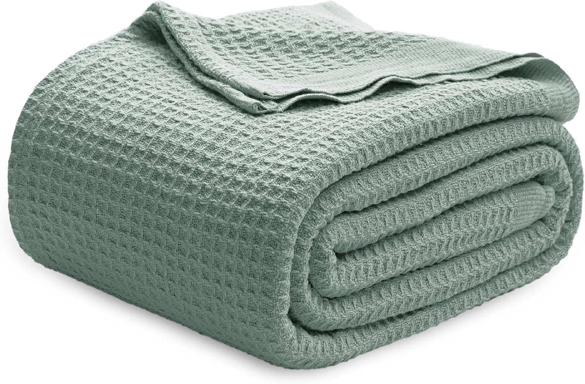 Waffelpiqué-Decke aus 100 % Baumwolle von Cozy Haven in Queensize — weiche, atmungsaktive, offen gewebte Struktur