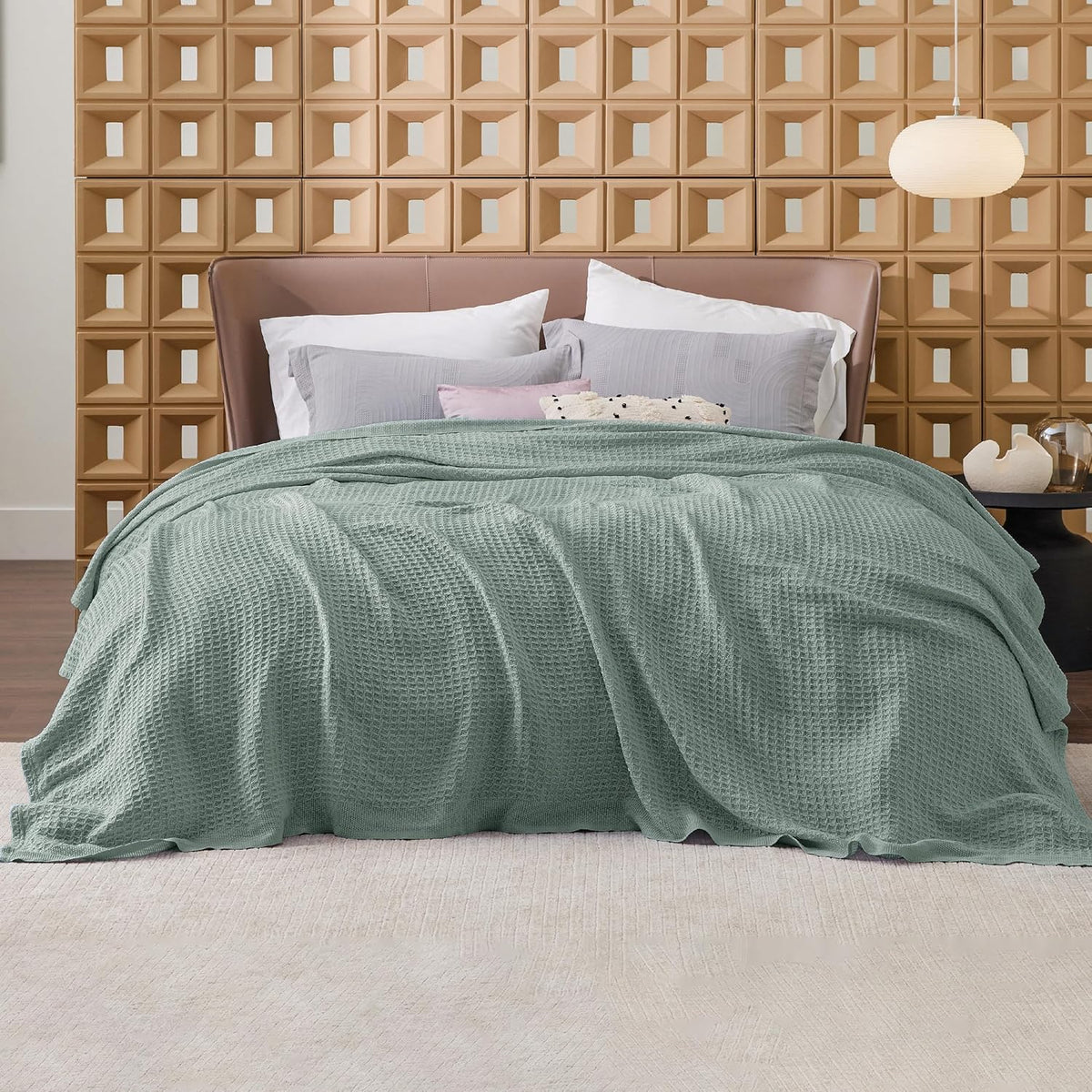 Waffelpiqué-Decke aus 100 % Baumwolle von Cozy Haven in Queensize — weiche, atmungsaktive, offen gewebte Struktur