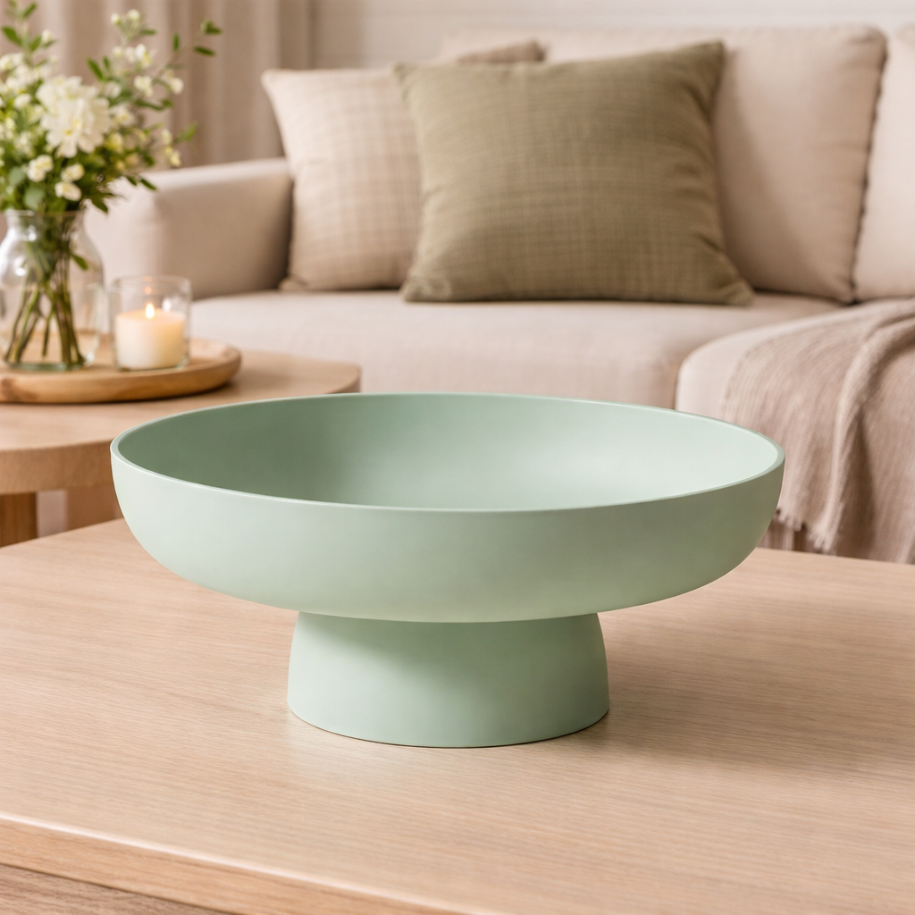 Retro Ceramic Fruit Bowl — Elevated Pedestal Base