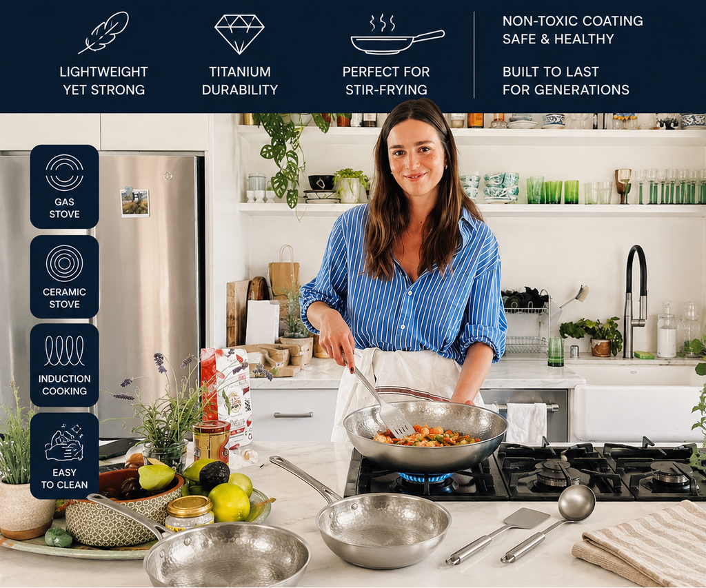 Premium Titanium Cookware Set Pro for Everyday Versatility and Lifetime Durability
