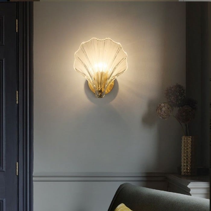 Lampada da parete Marina Shell in vetro | Eleganza moderna Art Deco | Meowbutter