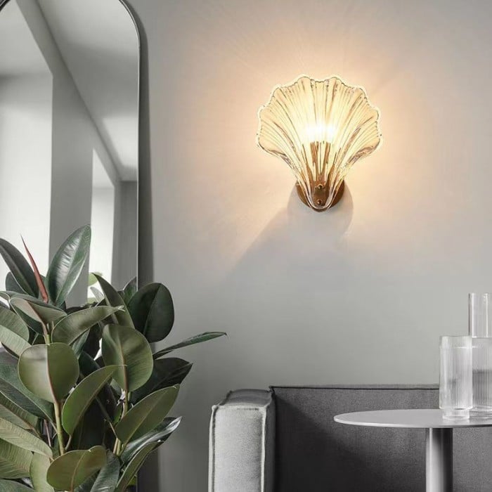 Lampada da parete Marina Shell in vetro | Eleganza moderna Art Deco | Meowbutter