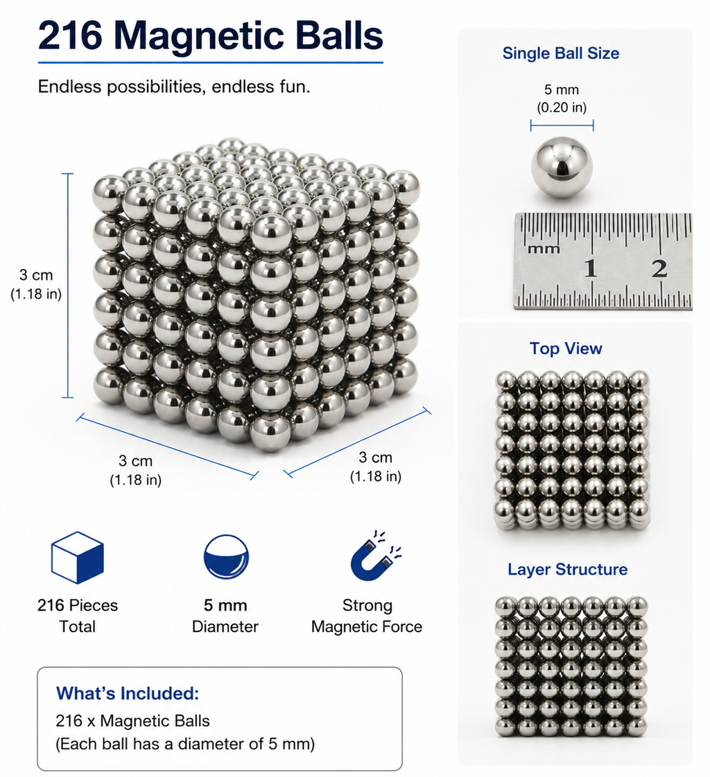 Magnetická stavebnice MagiBuild Sphere — 3D konstrukční sada s více osami