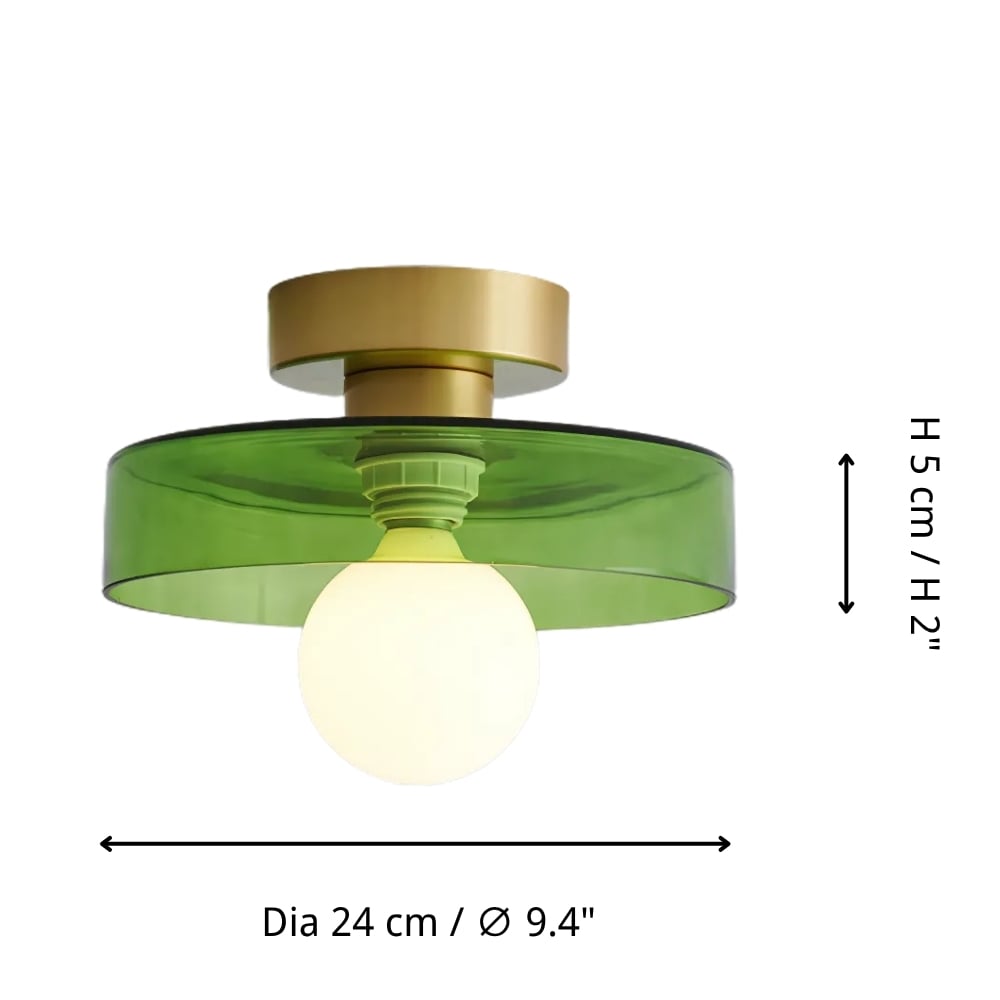 Franse Bauhaus-plafondlamp — minimalistisch ontwerp, messing en glas