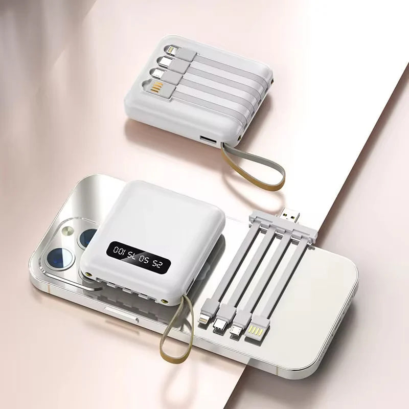 4 az 1-ben Power Bank - USB-C Gyors Töltés - 10000 és 20000mAh - Fekete, Fehér és Lila | meowbutter