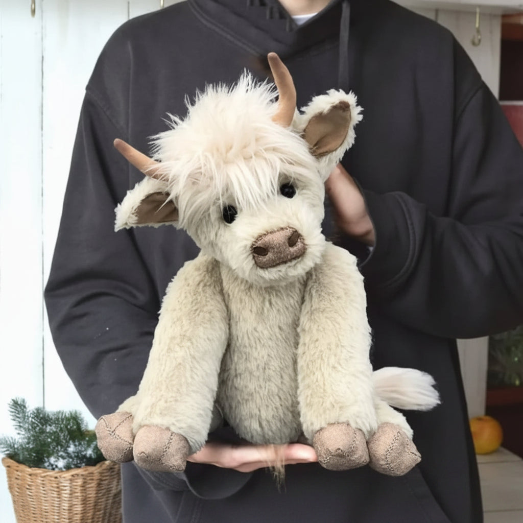 Ručně vyrobený plyšák skotského náhorního skotu - měkký sametový fleece
