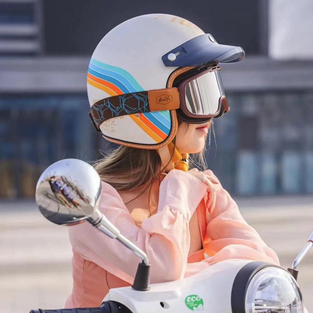 The Street King - Vintage Open Face Helmet - DOT & ECE Approved - Meowbutter