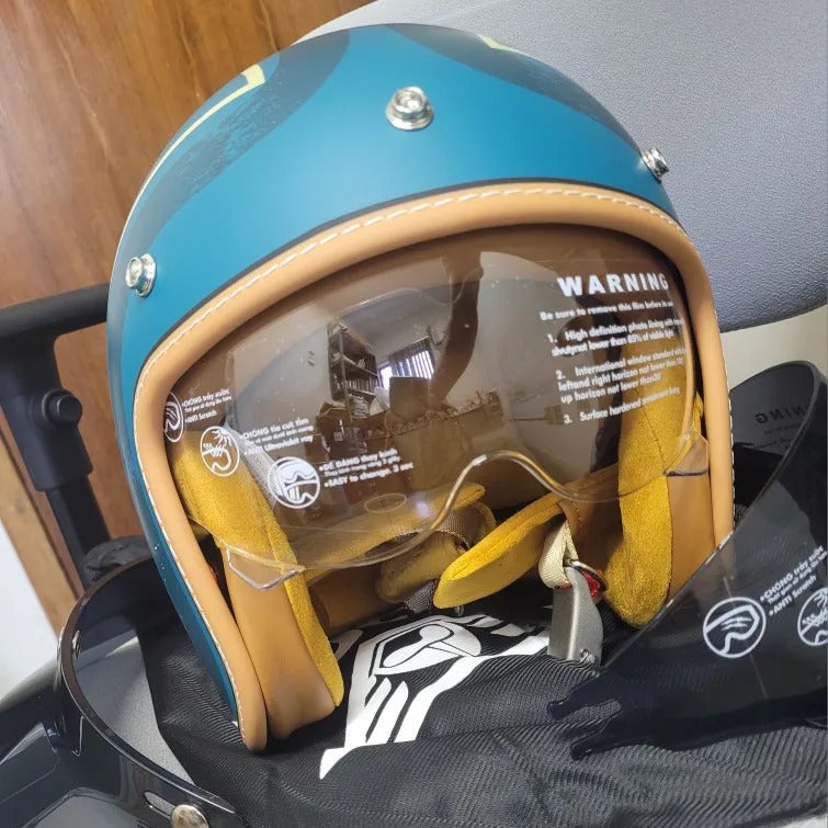 The Street King - Vintage Open Face Helmet - DOT & ECE Approved - Meowbutter