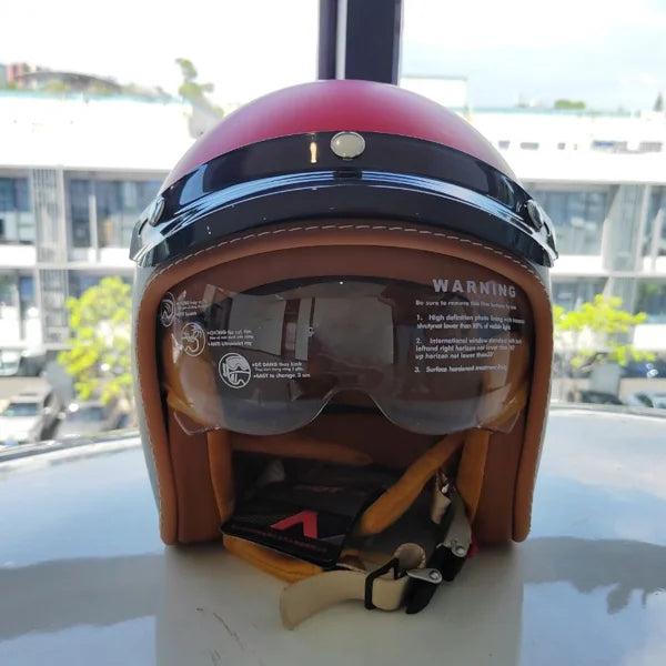 The Street King - Vintage Open Face Helmet - DOT & ECE Approved - Meowbutter
