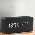 ساعة منبّه LED من WoodWatch مزوّدة بالتحكم الصوتي — هيكل بلمسة خشبية واقعية