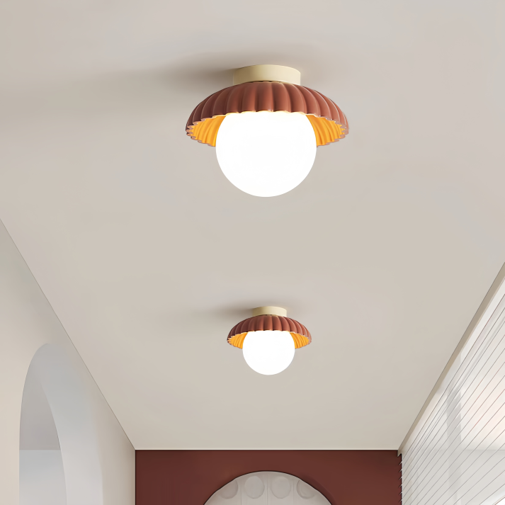 Lampada da soffitto per corridoio in ferro | Montatura moderna a plafone in vetro e metallo | Meowbutter