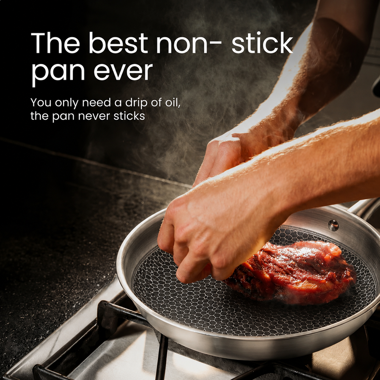 Premium Pure Titanium Fry Pan Pro for Effortless, Uncoated Cooking