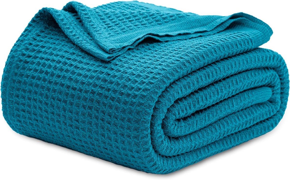 Waffelpiqué-Decke aus 100 % Baumwolle von Cozy Haven in Queensize — weiche, atmungsaktive, offen gewebte Struktur