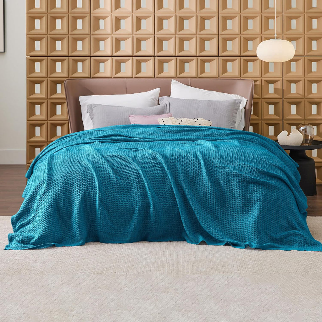 Waffelpiqué-Decke aus 100 % Baumwolle von Cozy Haven in Queensize — weiche, atmungsaktive, offen gewebte Struktur