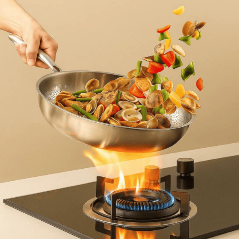 Frying Pan Stainless Steel Titanium Non Stick Cooking Pan | Meowbutter