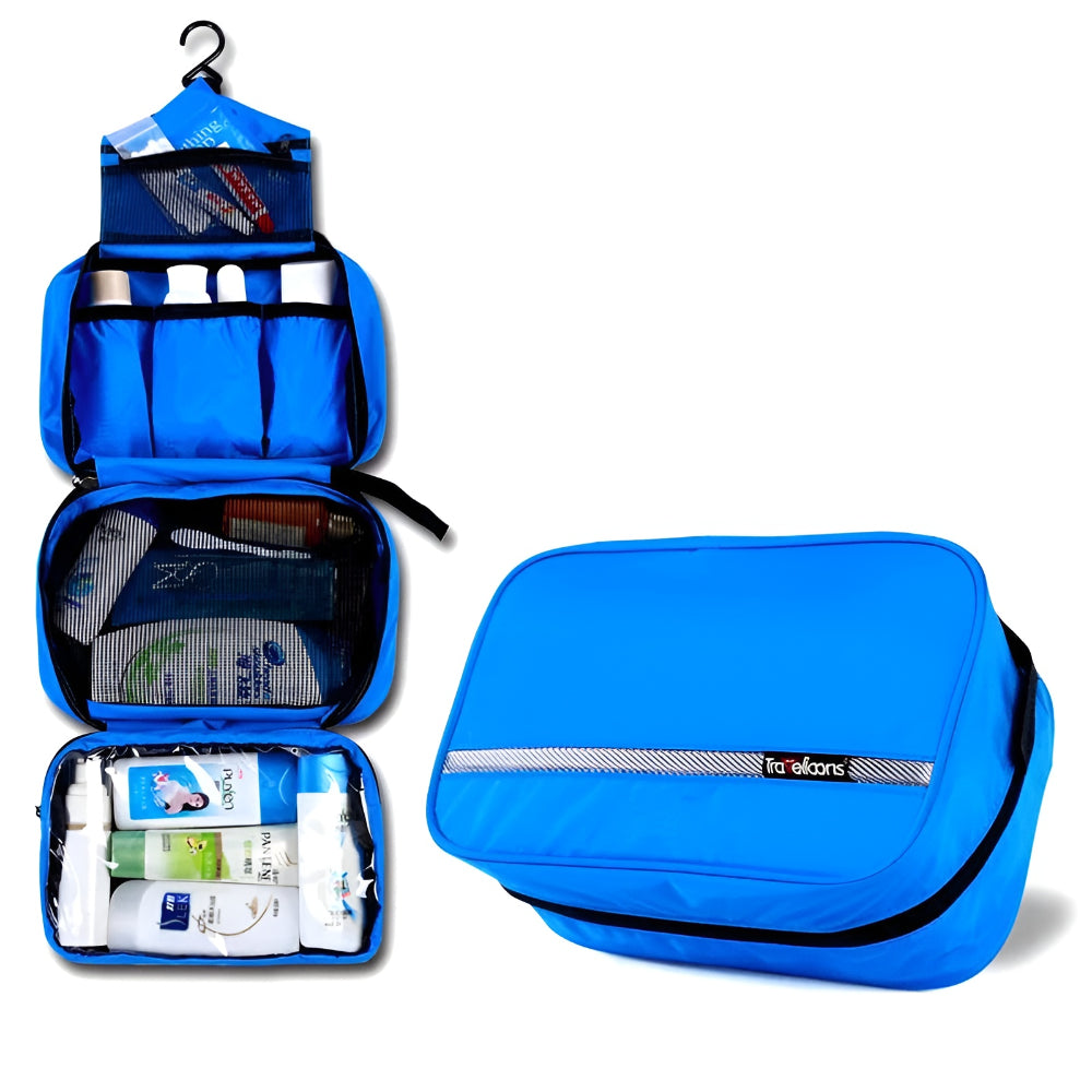 Borsa da toilette da viaggio, borsa cosmetica con zip, tasca appendibile e manico | Meowbutter