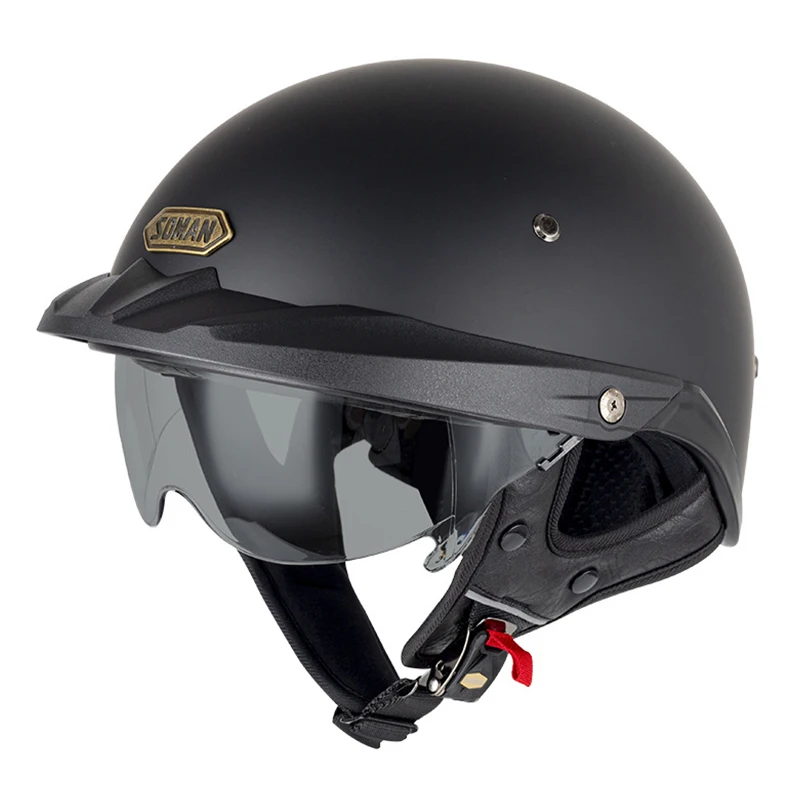 Casco de motocicleta estilo vintage alemán de media cara - Certificado DOT - Meowbutter