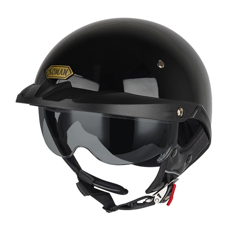 Casco de motocicleta estilo vintage alemán de media cara - Certificado DOT - Meowbutter