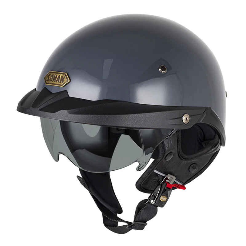 Casco de motocicleta estilo vintage alemán de media cara - Certificado DOT - Meowbutter