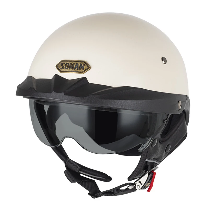 Casco de motocicleta estilo vintage alemán de media cara - Certificado DOT - Meowbutter