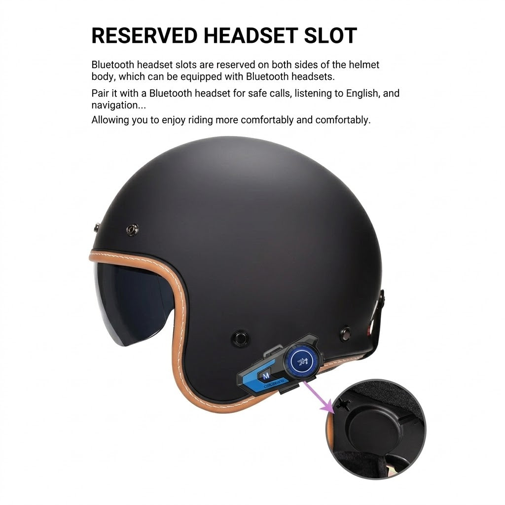 Minimalist Retro Open Face Motorcycle Helmet – DOT & ECE Certified | meowbutter