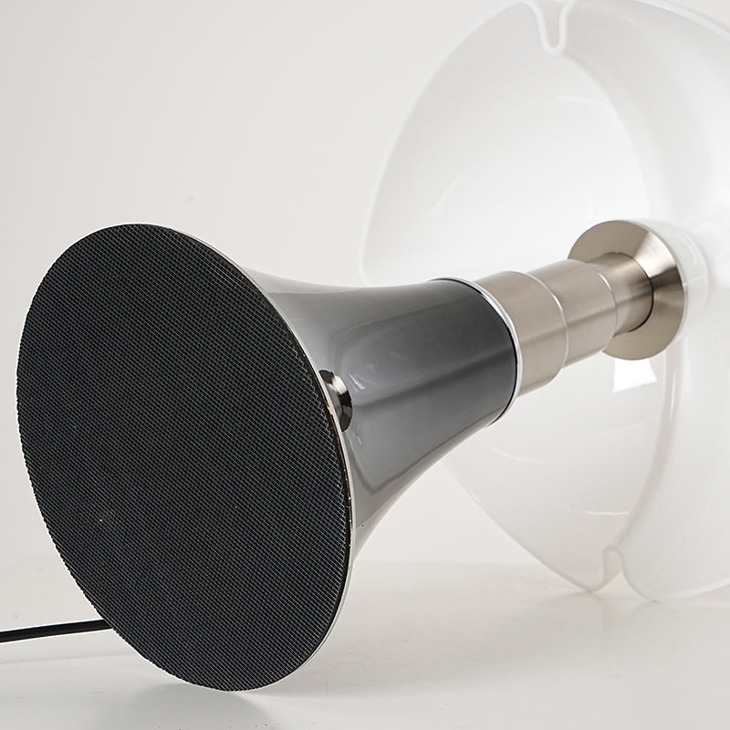 Lampada da tavolo a fungo rétro moderna — LED integrato, finitura lucida