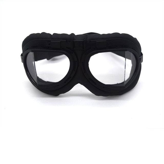 Black Steampunk Motorcycle Goggles — Foldable Aviator Design