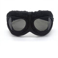 Black Steampunk Motorcycle Goggles — Foldable Aviator Design