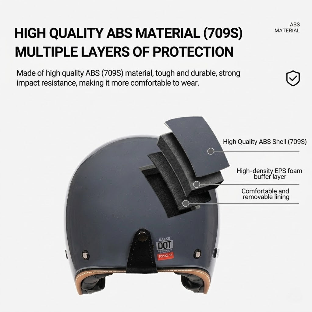 Minimalist Retro Open Face Motorcycle Helmet – DOT & ECE Certified | meowbutter
