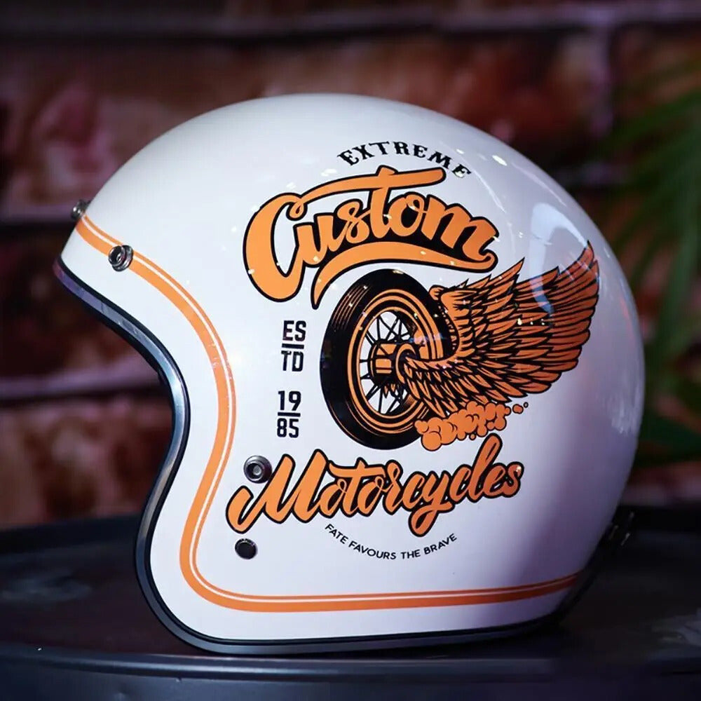 Casco da Moto Retrò in Fibra di Vetro | meowbutter