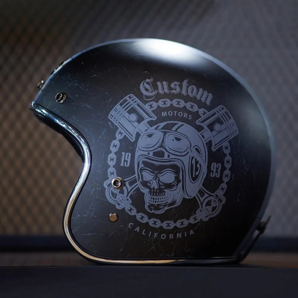 Casco da Moto Retrò in Fibra di Vetro | meowbutter