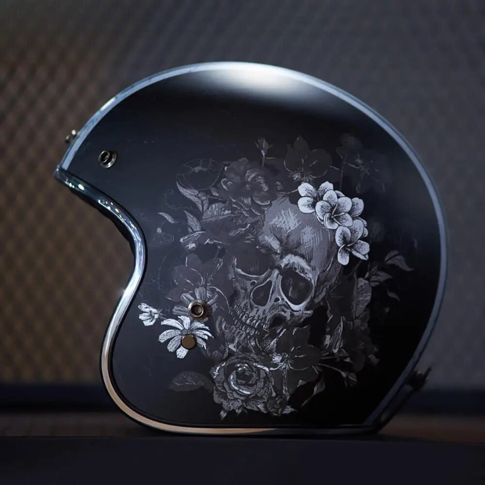 Casco da Moto Retrò in Fibra di Vetro | meowbutter