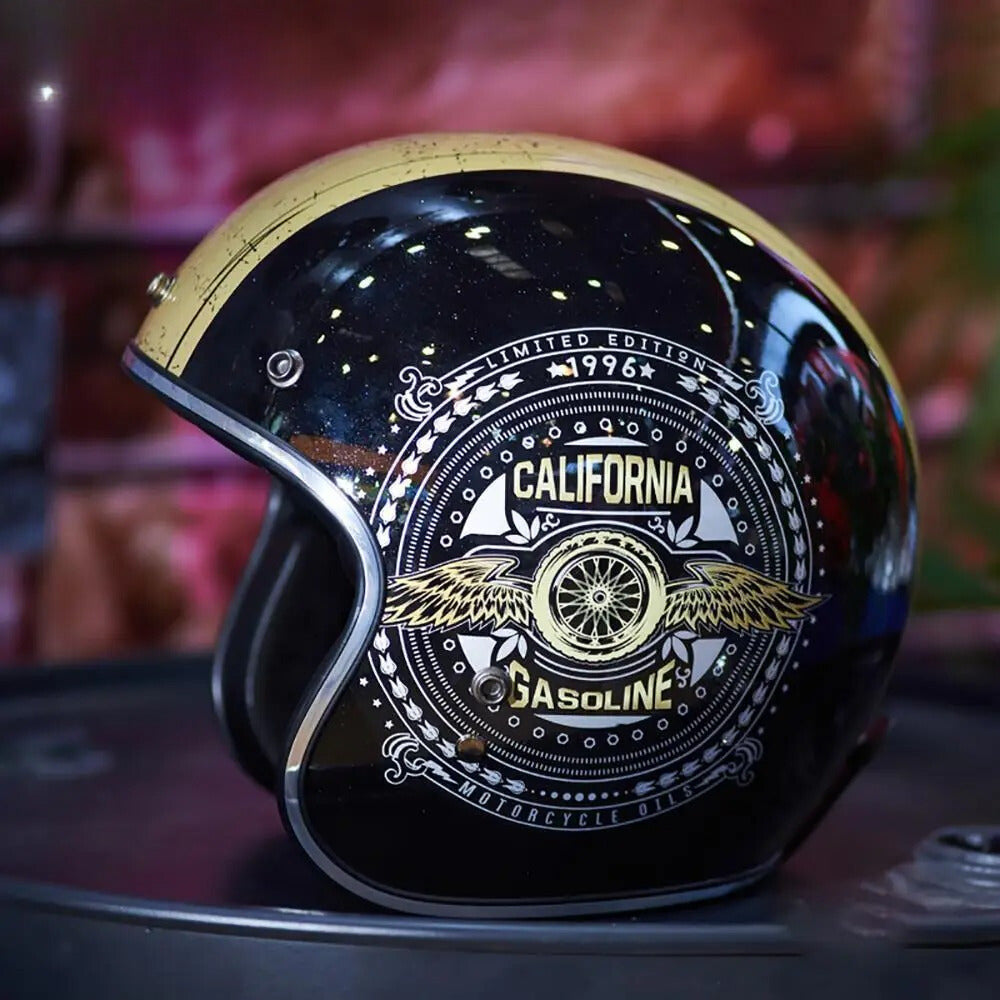 Casco da Moto Retrò in Fibra di Vetro | meowbutter
