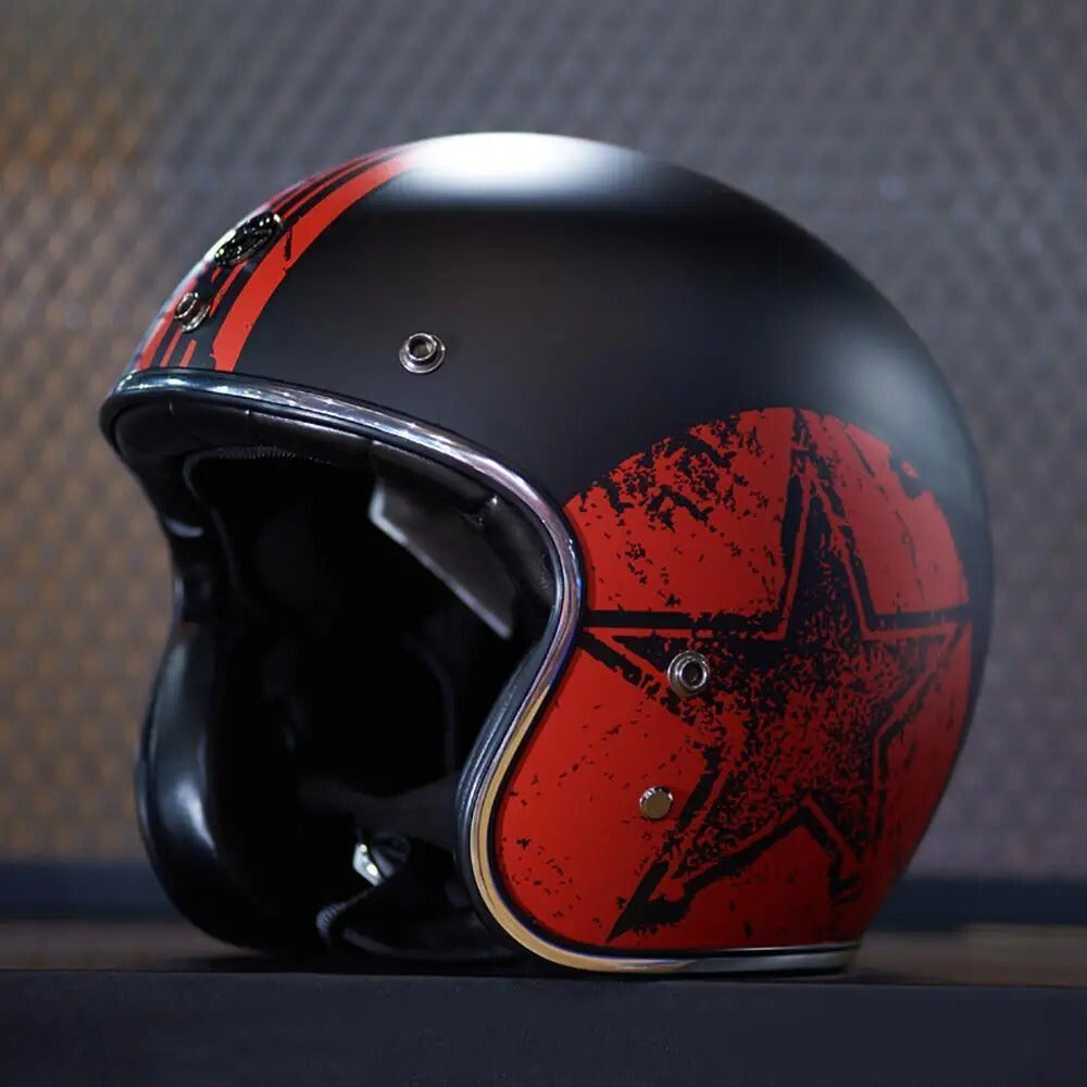 Casco da Moto Retrò in Fibra di Vetro | meowbutter