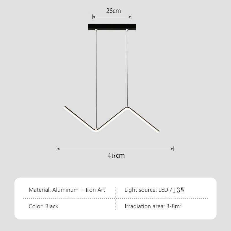 Aluminiowa lampa wisząca liniowa—precyzyjne geometryczne wycięcia, nordycki minimalistyczny design