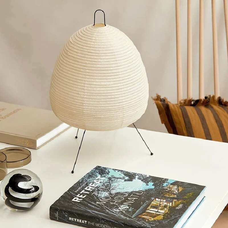 Minimalist Zen Table Lamp — Handformed Rice Paper Shade