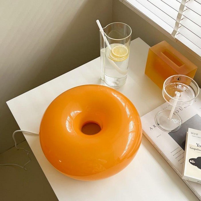 Bauhaus Modern Donut Lamp — LED Desk and Wall Light, Clear Glass Diffuser, Metal Frame