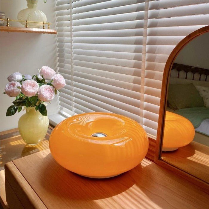 Bauhaus Modern Donut Lamp — LED Desk and Wall Light, Clear Glass Diffuser, Metal Frame