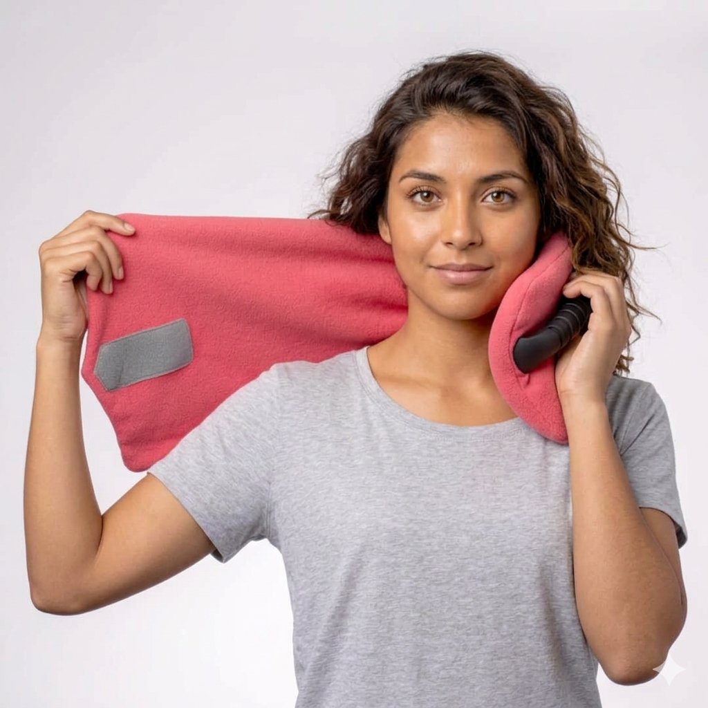 Almohada de viaje para el cuello — Diseño ultraligero de 95 gramos, soporte ergonómico en posición vertical