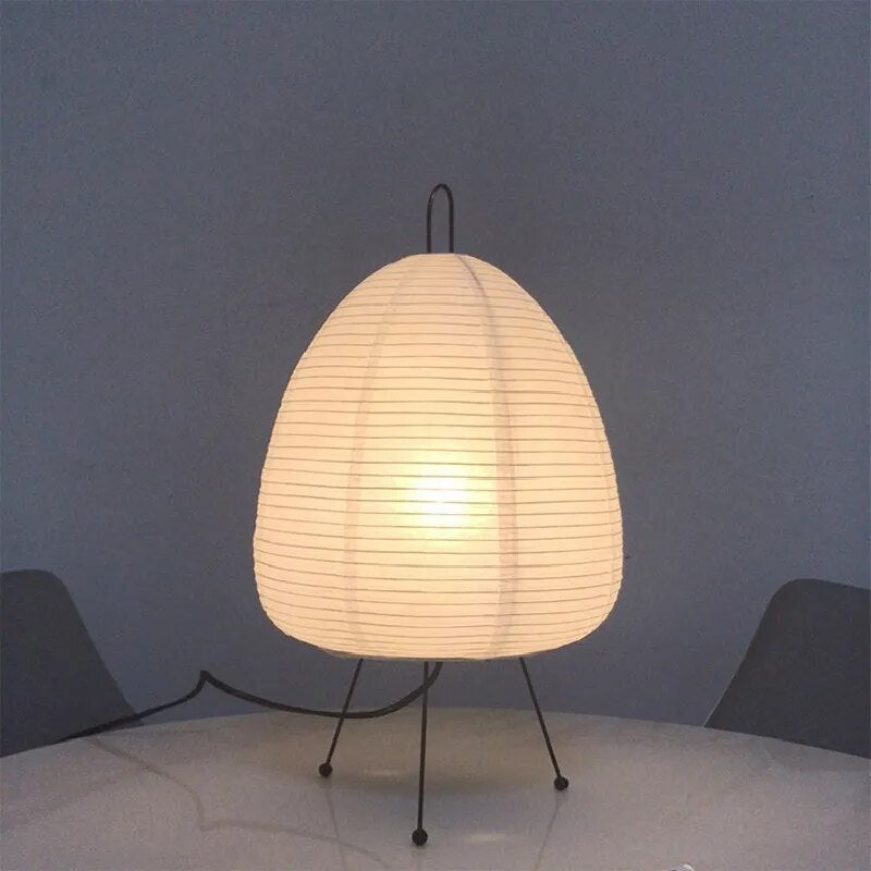 Minimalist Zen Table Lamp — Handformed Rice Paper Shade