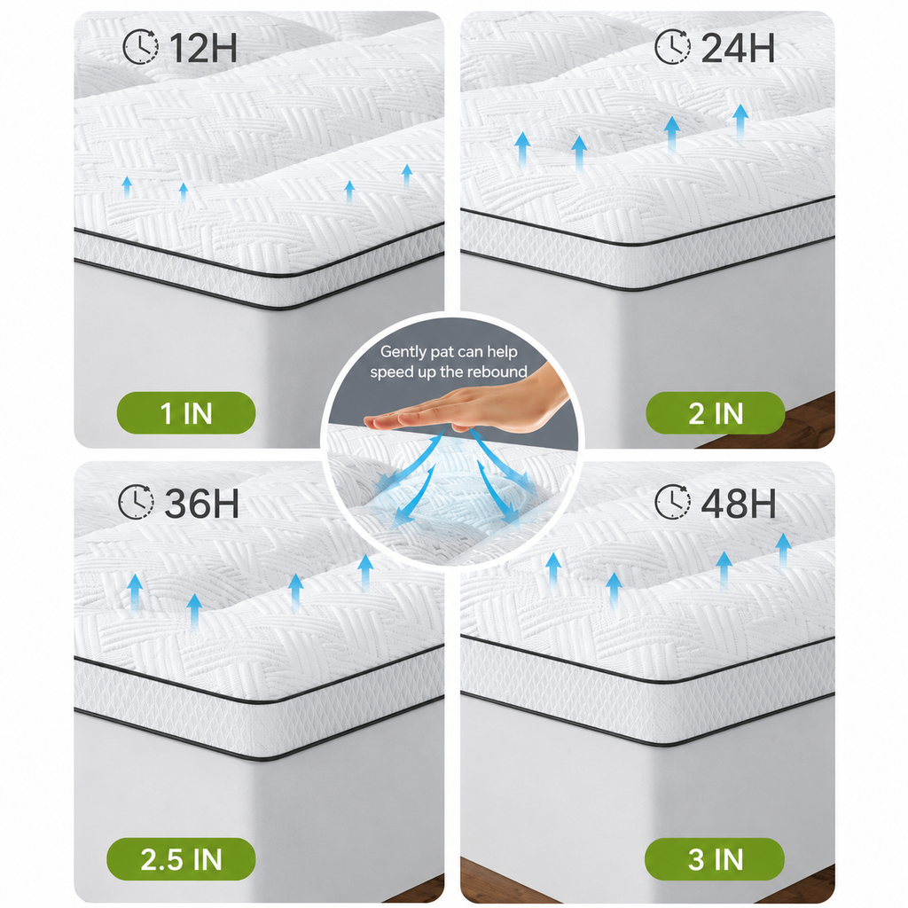 Comfort Cloud 3 hüvelykes bambusz steppelt fedőmatrac — mély zsebes, gumírozott szoknyával